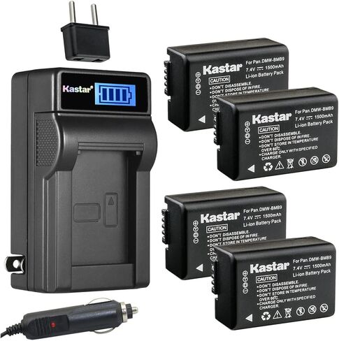 شاحن بطارية تيار متردد LCD من Kastar DMW-BMB9 متوافق مع باناسونيك DMW-BMB9، DMW-BMB9E، DMW-BMB9PP، بطارية DMWBMB9، شاحن باناسونيك DE-A83 DE-A83B DE-A83BA، DE-A84 DE-A84B in Kuwait