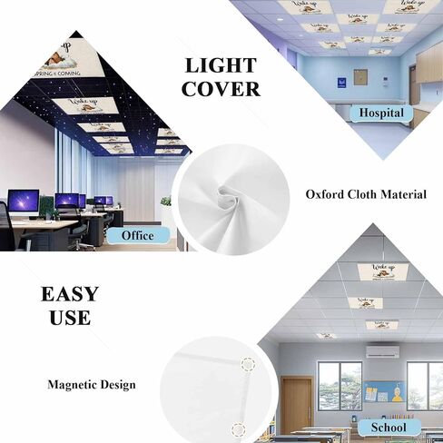 Cartoon Groundhog Fluorescent Light Covers, 4x2 Feet Magnetic Light Filters for Classroom Office, 4 Pcs Wake Up Spring is Coming Country Shades Covers for Ceiling Lights Drop Home Decor in Saudi Arabia