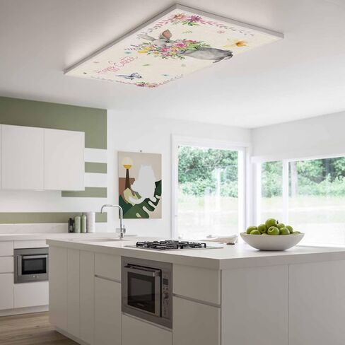Happy Easter Fluorescent Light Covers for Ceiling Lights 4x2 feet,2 Pack Magnetic Light Filters for Classroom,Cute Bunny Vintage Spring Flowers Butterfly Fluorescent Lamp Shade Panel for Office School in Saudi Arabia