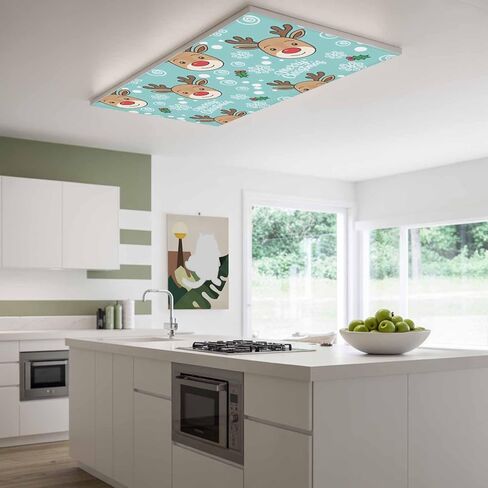 Christmas Blue Fluorescent Light Covers for Ceiling Lights 4x2 feet,1 Pack Magnetic Light Filters for Classroom,Xmas Cute Elk Winter Leaves Cartoon Snowflake Fluorescent Lamp Shade Panel for Office in Saudi Arabia