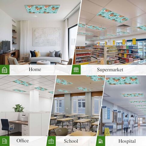 Christmas Blue Fluorescent Light Covers for Ceiling Lights 4x2 feet,1 Pack Magnetic Light Filters for Classroom,Xmas Cute Elk Winter Leaves Cartoon Snowflake Fluorescent Lamp Shade Panel for Office in Saudi Arabia