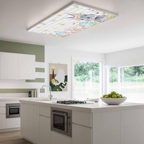 Easter Bunny Fluorescent Light Covers for Ceiling Lights 4x2 feet,2 Pack Magnetic Light Filters for Classroom,Blue Easter Eggs Spring Floral Grey Plaid Fluorescent Lamp Shade Panel for Office School in Saudi Arabia