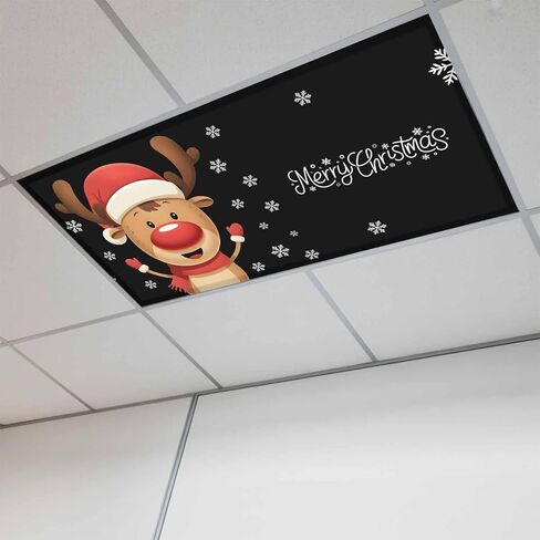 Merry Christmas Fluorescent Light Covers for Ceiling Lights 4x2 feet,3 Pack Magnetic Light Filters for Classroom,Winter Cartoon Xmas Deer Snowflake Fluorescent Lamp Shade Panel for Office School Drop in Saudi Arabia
