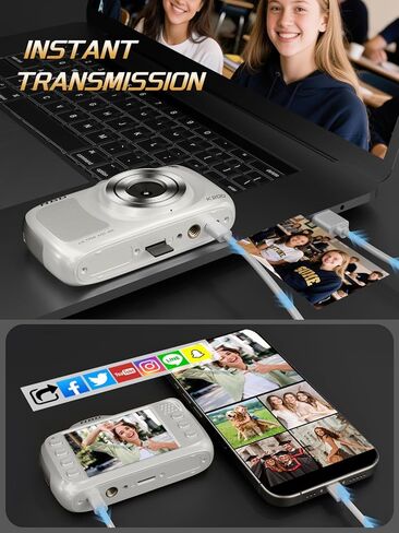 كاميرا رقمية True 4K مع وضع التجميل، وكاميرا تسجيل فيديو بدقة 64 ميجابكسل للمبتدئين، وتكبير/تصغير 16X، ومضادة للاهتزاز والتركيز التلقائي، وبطاقة 32 جيجابايت، وكاميرات محمولة فائقة الصغر 120 جرام للتصوير الفوتوغرافي (أبيض) in Kuwait
