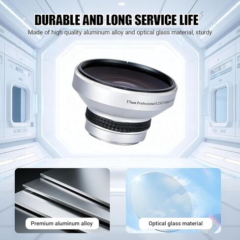 عدسة إضافية فضية قوية 37 مم 0.25X Super Fisheye لعدسات الكاميرا ذات العيار 37 مم، عدسة التصوير الفوتوغرافي للكاميرا، هي لعدسة الكاميرا الافتراضية in Kuwait