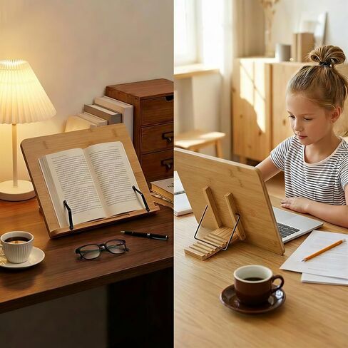 مجموعة واحدة من حامل الكتب الخشبي، حامل قوي للكتب المدرسية والكتاب المقدس مع مشابك للصفحات، حامل موسيقى قابل للطي على الطاولة للقراءة والطبخ ودعم الوسادة in Saudi Arabia