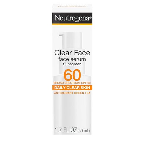 Neutrogena Clear Face Serum Sunscreen with Green Tea, Broad Spectrum SPF 60+, Non-Comedogenic Face Sunscreen for Lightweight UVA/UVB Protection, Oxybenzone- & Fragrance-Free, 1.7 fl. Oz in Saudi Arabia