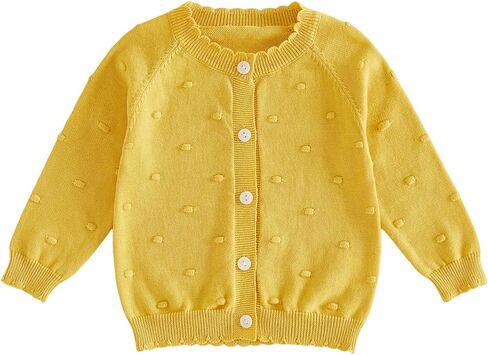 BULINGNA Toddler Baby Girl Cardigan Sweater Long Sleeve Button Down Knit Sweater Blouse Jacket Fall Spring Knitwear Coat 0-6T in Kuwait