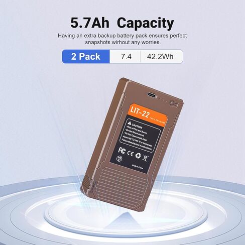 2-Pack LIT22 Rechargeable Batteries, for Spypoint Cellular Trail Camera LIT-22 PRO Flex-M, G-36,Plus, Flex-S, Solar Charging, IP65 Shell Waterproof and Dustproof in Kuwait