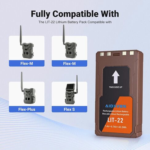2-Pack LIT22 Rechargeable Batteries, for Spypoint Cellular Trail Camera LIT-22 PRO Flex-M, G-36,Plus, Flex-S, Solar Charging, IP65 Shell Waterproof and Dustproof in Kuwait