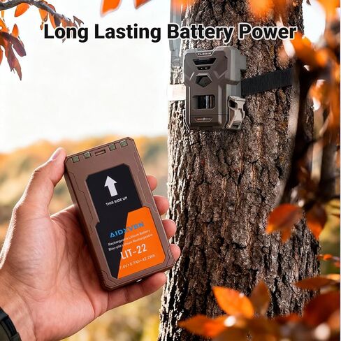 2-Pack LIT22 Rechargeable Batteries, for Spypoint Cellular Trail Camera LIT-22 PRO Flex-M, G-36,Plus, Flex-S, Solar Charging, IP65 Shell Waterproof and Dustproof in Kuwait