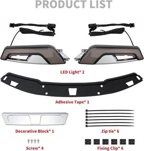 HDBUBALUS دراجة نارية LED الزجاج الأمامي تقليم ضوء تشغيل بدوره أضواء الإشارة مناسبة ل Harley Touring Electra Glide Street Glide Ultra Limited وTri Glide 2014-2025 (مبيت أسود) in Kuwait