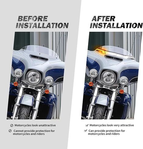 HDBUBALUS دراجة نارية LED الزجاج الأمامي تقليم ضوء تشغيل بدوره أضواء الإشارة مناسبة ل Harley Touring Electra Glide Street Glide Ultra Limited وTri Glide 2014-2025 (مبيت أسود) in Kuwait
