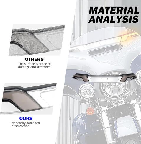 HDBUBALUS دراجة نارية LED الزجاج الأمامي تقليم ضوء تشغيل بدوره أضواء الإشارة مناسبة ل Harley Touring Electra Glide Street Glide Ultra Limited وTri Glide 2014-2025 (مبيت أسود) in Kuwait