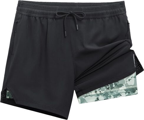 APTRO Mens Athletic Running Shorts 5 Inch with Zipper Pocket 2 in 1 Quick Dry Lightweight Gym Basketball Tennis Workout Short in Saudi Arabia