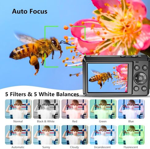 كاميرا رقمية 5K بدقة 72 ميجابكسل مع تكبير 16X، وشاشة UHD 2.8 بوصة، كاميرا مدمجة للمراهقين هدية عيد ميلاد للمراهقين in Kuwait
