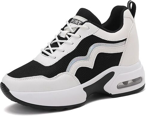 Women's Mesh Platform Increase Sneakers with Arch Support Fashion Comfortable Anti Slip Lace-Up Wedge High Top Walking Shoes for Outdoor Work Shopping Tennis Hiking in Saudi Arabia