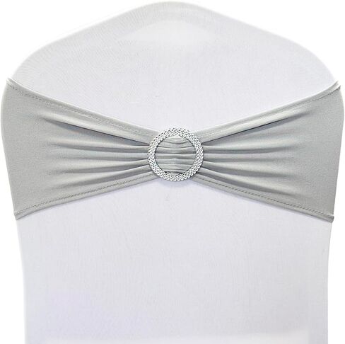 Spandex Chair Sashes Bands 100PCS Stretch Chair Ties Bows with Buckle Slider for Wedding Party Banquet Decoration (Gold New) in Kuwait