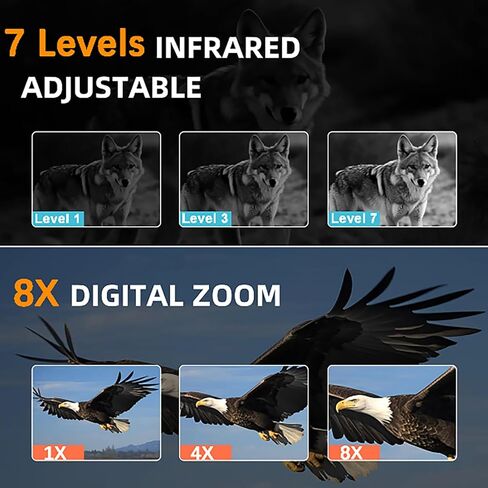 نظارات رؤية ليلية 4K، مناظير رؤية ليلية 3.2 بوصة للبالغين مع محدد المدى، تكبير رقمي 8X مع بطارية 4500 مللي أمبير، بطاقة 32 جيجابايت للتخييم ومراقبة الحياة البرية in Kuwait