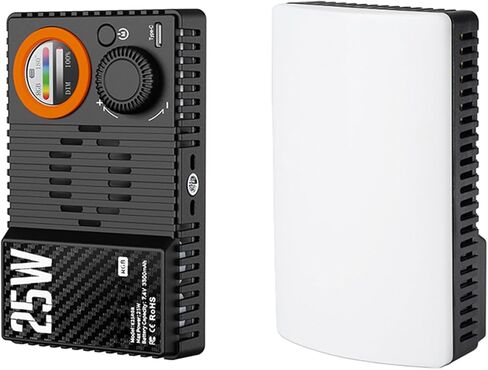 ضوء فيديو RGB، كاميرا LED محمولة بقدرة 25 وات RGB، قابلة لإعادة الشحن CRI 95+ 1800-9000K، مصباح لوحة قابل للتعتيم 3300 مللي أمبير في الساعة، مثالي للتصوير الفوتوغرافي in Kuwait