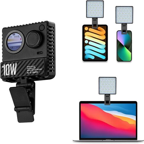 ضوء فيديو RGB، 10 وات RGB ملء ضوء LED صغير مع سطوع قابل للتعديل ودرجة حرارة اللون وشاشة LCD، لصورة مدونة الفيديو الفوتوغرافية in Kuwait
