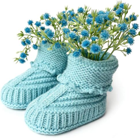Baby Shower Decorations Set Newborn Baby Crochet Knitted Baby Booties with Baby's Breath Flowers Bouquet Tables Centerpieces for Gender Reveal Party in Saudi Arabia
