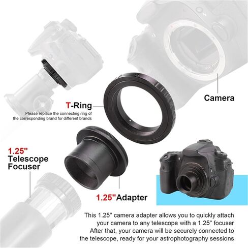 Full Metal 1.25" Telescope T2 Adapter Ring for DSLR Cameras, for(for Pentax Pk) in Kuwait