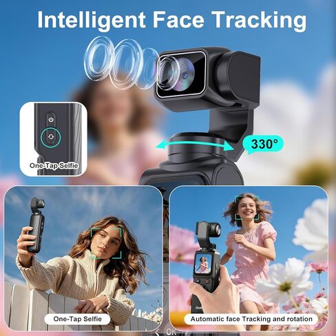 كاميرا Ourlife Pocket Vlogging Camera 4K/30fps Body Camera مع تتبع الوجه/الأشياء، كاميرا فيديو محمولة بعدسة دوران 330 درجة، كاميرا جيب مع تسجيل صوت/فيديو، تركيز سريع، كاميرا رقمية للتصوير الفوتوغرافي in Kuwait