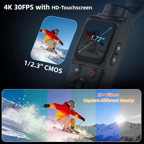 كاميرا Ourlife Pocket Vlogging Camera 4K/30fps Body Camera مع تتبع الوجه/الأشياء، كاميرا فيديو محمولة بعدسة دوران 330 درجة، كاميرا جيب مع تسجيل صوت/فيديو، تركيز سريع، كاميرا رقمية للتصوير الفوتوغرافي in Kuwait