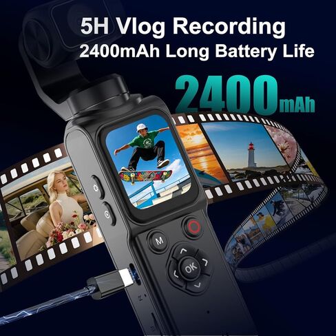 كاميرا Ourlife Pocket Vlogging Camera 4K/30fps Body Camera مع تتبع الوجه/الأشياء، كاميرا فيديو محمولة بعدسة دوران 330 درجة، كاميرا جيب مع تسجيل صوت/فيديو، تركيز سريع، كاميرا رقمية للتصوير الفوتوغرافي in Kuwait