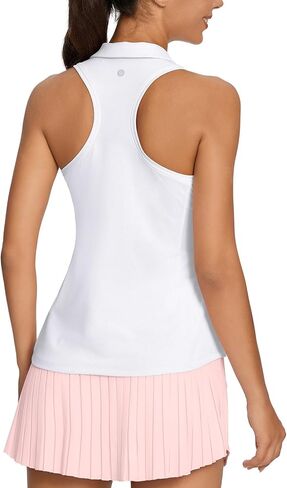 قمصان جولف Baleaf للسيدات بدون أكمام، قمصان تنس بدون أكمام، رقبة على شكل حرف V، ياقة بولو بظهر متسابق، عامل حماية من الأشعة فوق البنفسجية in Saudi Arabia