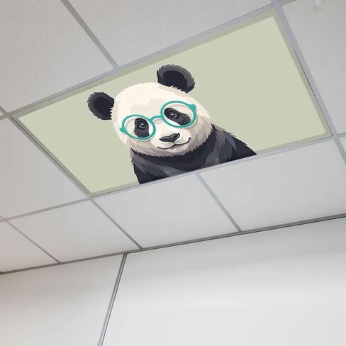 Sage Green Cute Panda Fluorescent Light Covers for Ceiling Lights 4x2 feet,3 Pack Magnetic Light Filters for Classroom,Funny Animals Modern Art Fluorescent Lamp Shade Panel for Office School Drop Home in Saudi Arabia