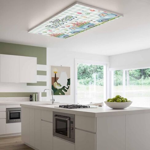 Easter Eggs Fluorescent Light Covers for Ceiling Lights 4x2 feet,3 Pack Magnetic Light Filters for Classroom,Tulip Green Plaid Spring Bunny Butterfly Flower Fluorescent Lamp Shade Panel for Office in Saudi Arabia