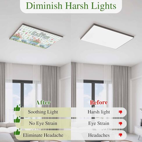 Easter Eggs Fluorescent Light Covers for Ceiling Lights 4x2 feet,3 Pack Magnetic Light Filters for Classroom,Tulip Green Plaid Spring Bunny Butterfly Flower Fluorescent Lamp Shade Panel for Office in Saudi Arabia