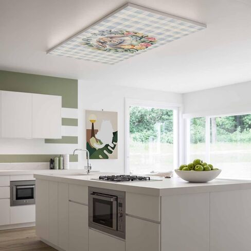 Easter Bunny Fluorescent Light Covers for Ceiling Lights 4x2 feet,2 Pack Magnetic Light Filters for Classroom,Retro Rabbit Eggs Spring Flower Farmhouse Plaid Fluorescent Lamp Shade Panel for Office in Saudi Arabia