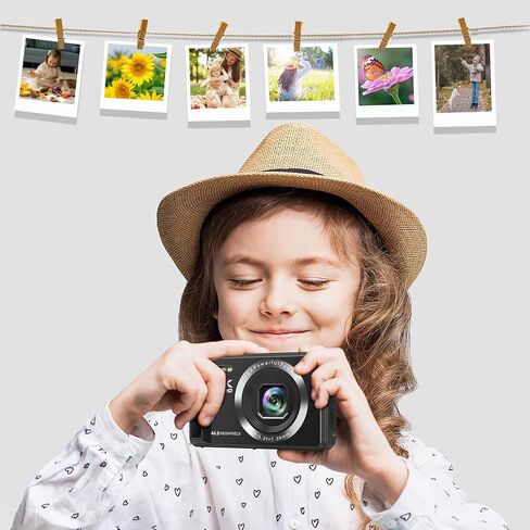 كاميرا رقمية فائقة الدقة 4K بدقة 44 ميجابكسل للتصوير الفوتوغرافي - كاميرا تسجيل فيديو للتركيز التلقائي مع تكبير 16X، كاميرا صغيرة مدمجة للمراهقين والأولاد والبنات، تتضمن بطاقة SD سعة 32 جيجابايت وبطاريتين in Kuwait