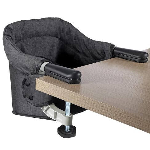 Hook On High Chair for Babies 6-36 Months | Secure & Portable Foldable Travel High Chair | Clip On Baby Feeding Seat with Non-Slip Aluminum Clamp, Detachable Washable Cover & Carry Bag (Grey) in Kuwait