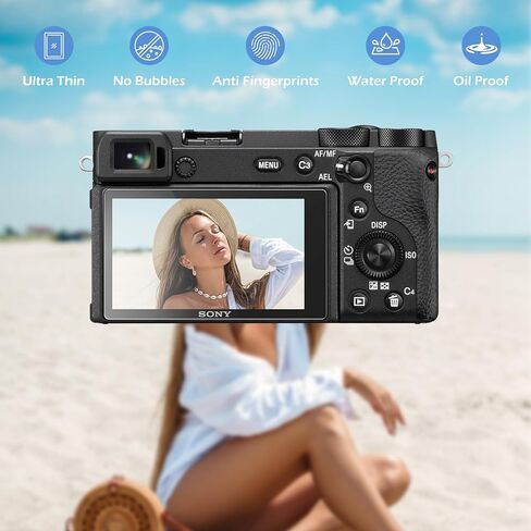 واقي شاشة متوافق مع هاتف Sony Alpha A6600، 3 عبوات بديلة من الزجاج المقوى بصلابة 9H، أفلام مضادة لبصمات الأصابع ومضادة للوهج in Kuwait
