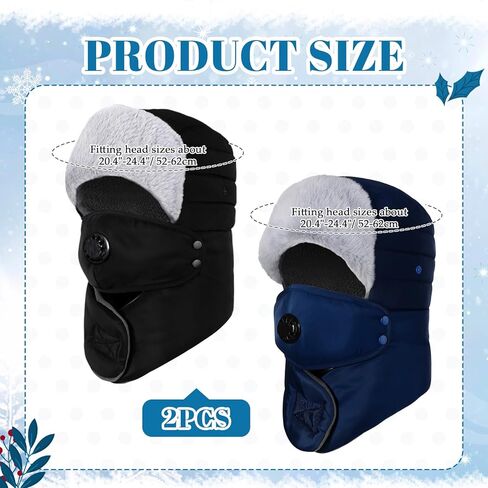 2 Pcs Waterproof Winter Trappers for Men and Women Warm Winter Hat with Face Cover and Neck Protection Windproof in Saudi Arabia