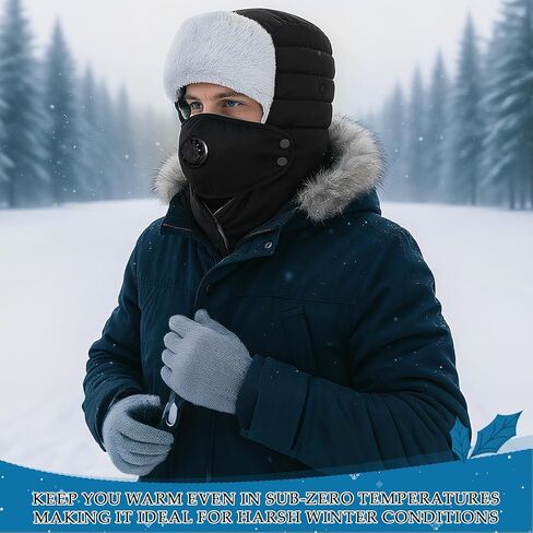 2 Pcs Waterproof Winter Trappers for Men and Women Warm Winter Hat with Face Cover and Neck Protection Windproof in Saudi Arabia