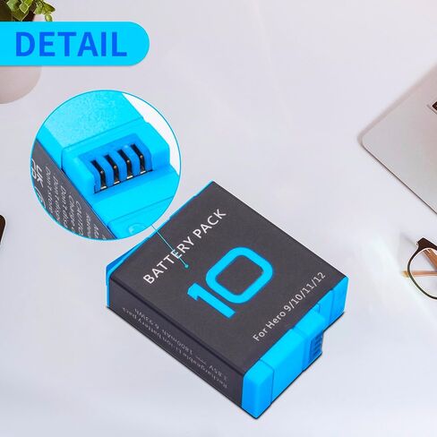 عبوتان من بطاريات Hero 10 مع شاحن USB-C بقناتين، ملحق محمول سريع الطاقة متوافق تمامًا مع كاميرا Hero 12، Hero 11، Hero 10، Hero 9 Black Sport Action in Kuwait