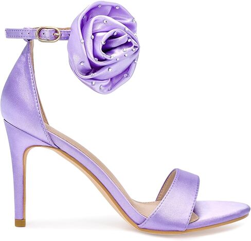 Perphy Flower Satin Heels Ankle Strap Stiletto Heel Sandals for Women in Saudi Arabia