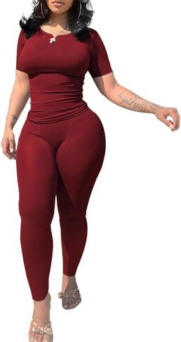 Nimsruc Two Piece Outfits For Women Summer Casual Short Sleeve Jogging Suits in Saudi Arabia