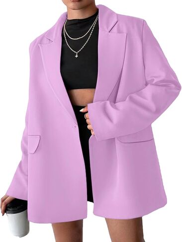 Women Blazer Suit Jacket Notched Collar Casual Work Office Blazers in Saudi Arabia