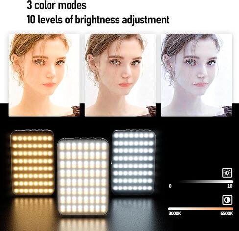 Buachois مصباح فيديو LED مغناطيسي، ضوء RGB يدور 360 درجة مع بطارية 2000 مللي أمبير في الساعة لعقد مؤتمرات الفيديو والبث المباشر لصور السيلفي in Kuwait