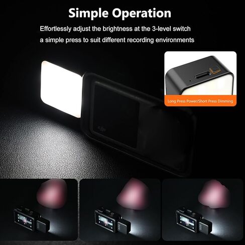 GOWENIC Portable LED Video Light, Magnetized Rechargeable Camera Light with 3 Adjustable Color Temperatures 3000K 4000K 6000K, for Action 6 in Kuwait