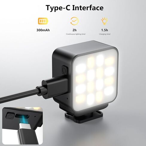 GOWENIC Portable LED Video Light, Magnetized Rechargeable Camera Light with 3 Adjustable Color Temperatures 3000K 4000K 6000K, for Action 6 in Kuwait