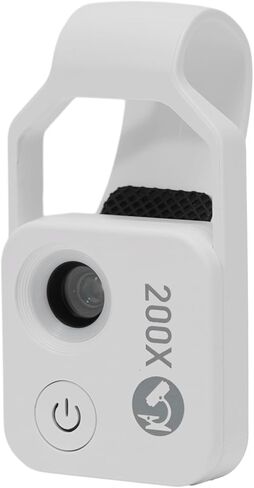 مجهر الهاتف المحمول المحمول عدسة مكبرة 200X HD للهواتف الذكية مع ضوء LED مدمج وشحن USB-C، لنظام iOS لنظام Android (أسود) in Kuwait