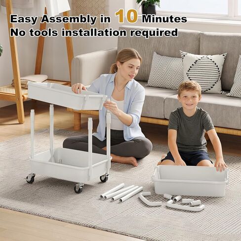 3 Tier Rolling Cart with Wheels, Black Plastic Three Tiered Shelf Organizer Carts on Lockable Wheels, Small Utility Storage Trolley for Diaper Caddy, Snack, Art, Cleaning Supplies, Kitchen, Bathroom in Saudi Arabia
