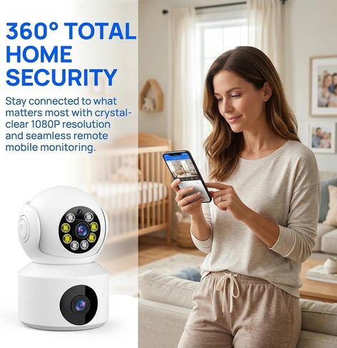 كاميرا WiFi 1080P HD للمراقبة عن بعد، كاميرا أمان داخلية لمراقبة الأطفال وكاميرا الكلب مع صفارة صوت ثنائية الاتجاه وكشف الحركة بالأشعة تحت الحمراء للرؤية الليلية وقاعدة مغناطيسية وسحابة وتخزين بطاقة TF باللون الأبيض in Kuwait